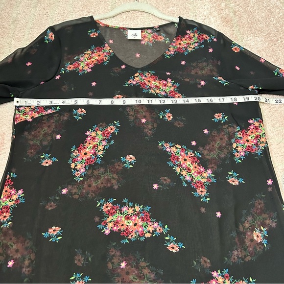 Cabi Moody Spring Floral Blouse Sheer Size Medium - Picture 6 of 10